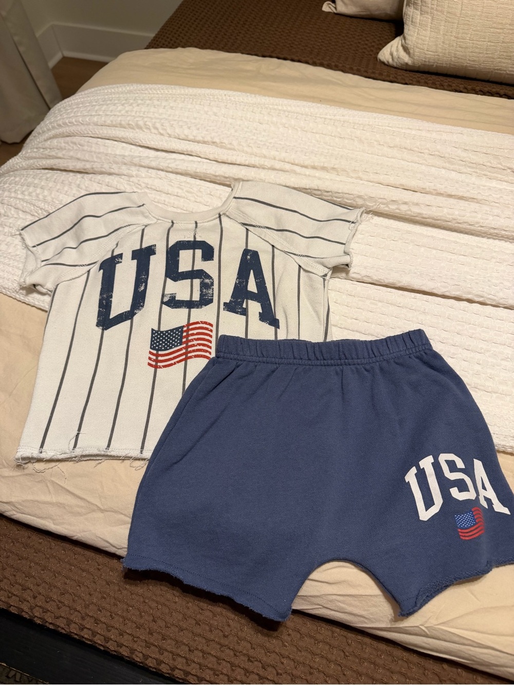 USA Graphic Kids Shorts in Blue - Casual Playwear